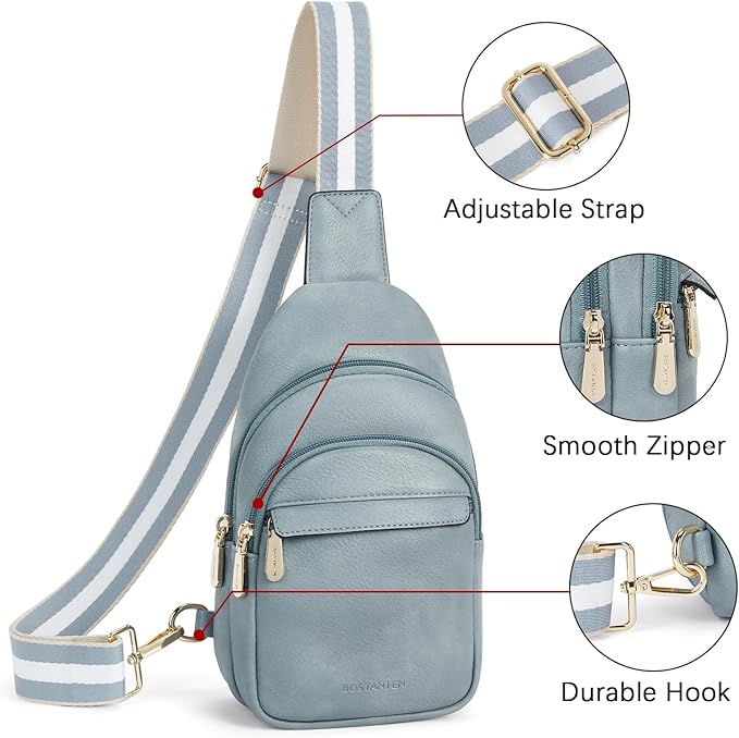 BOSTANTEN Small Sling Bag for Women Leather Crossbody Bags Fanny Pack Chest Bag for Travel