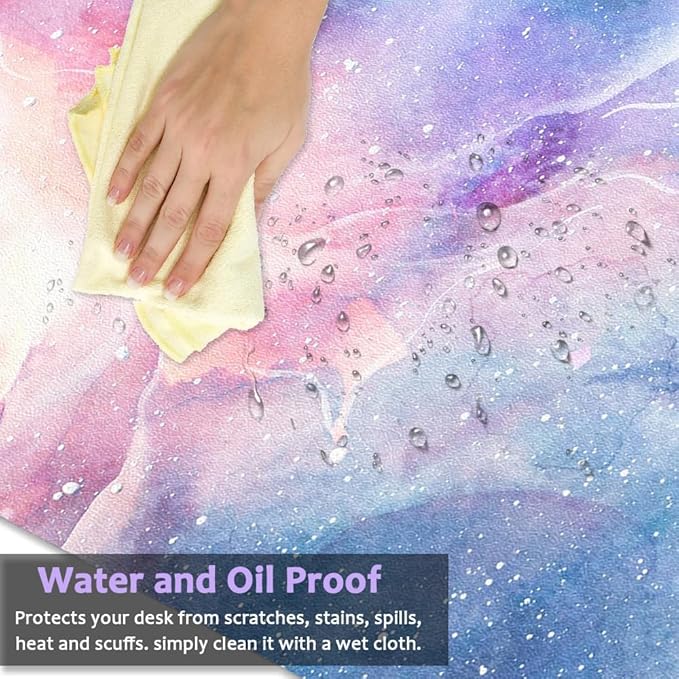 Large Desk Mat, Dual Side PU Leather Waterproof Mousepad Desk Pad, Desk Protector Writing Pads Desk Accessories for Office and Home (D-Starry Sky, 24''X14'')