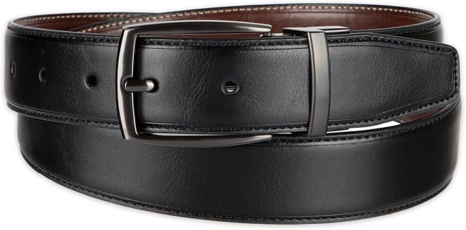DOCKERS Men's Two-in-one Reversible Rotative Buckle Everyday Casual Dress Belt (Regular and Big & Tall Sizing)