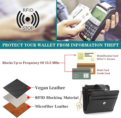 GAEKEAO Slim Wallet for Women, RFID Blocking Credit Card Holder Bifold Wallet with Zipper Coin Pocket, ID Window