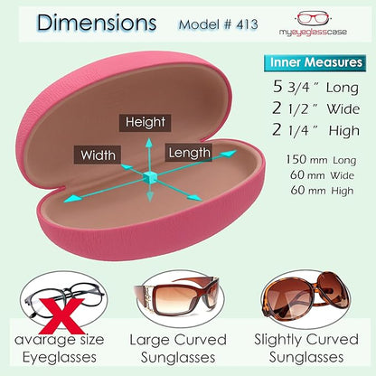 MyEyeglassCase® Large Hard Sunglasses Case | fits Large curved Sunglasses, with microfiber bag and cleaning cloth