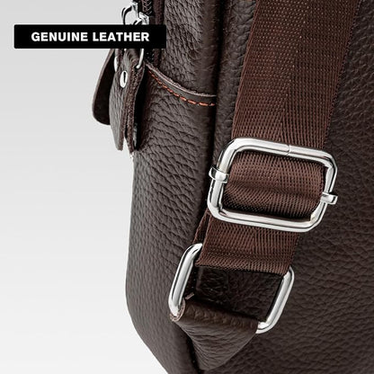 molshine Genuine Leather Sling Crossbody Bag,Fashion Chest,Casual Shoulder Bag for Men Women Work Travel Cycling HB024