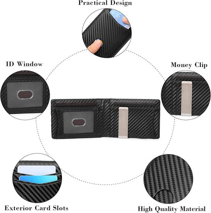 Slim Wallet for Men Bifold RFID Blocking Front Pockets Wallet Credit Card Holder Minimalist Leather Money Clip Mens Wallet with 12 card Slots