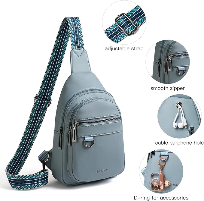 Leresas 7L Sling Bag for Women Men Vegan Leather Crossbody Bags Fanny Pack Purse Backpack Over Shoulder Bag Travel Anti Theft