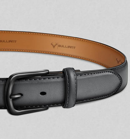 BULLIANT Men Belt-Leather Belt 7 Holes Comfortable for Men Dress Casual Jeans 1 3/8"