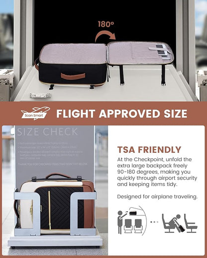 LOVEVOOK Large Travel Backpack for Women, TSA Carry on Backpack for Airplanes, 40L Personal Item Travel Bag for Women fits 17" Laptop,Waterproof Carry on Bag Airplane Approved with 3 Packing Cubes