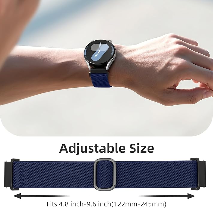 DaQin 3 Pack Nylon Watch Bands Compatible with 16mm 18mm 20mm 22mm Quick Release Watch Band, Adjustable Soft Stretchy Solo Loop Strap Elastic Braided Relacement Wristband for Men Women