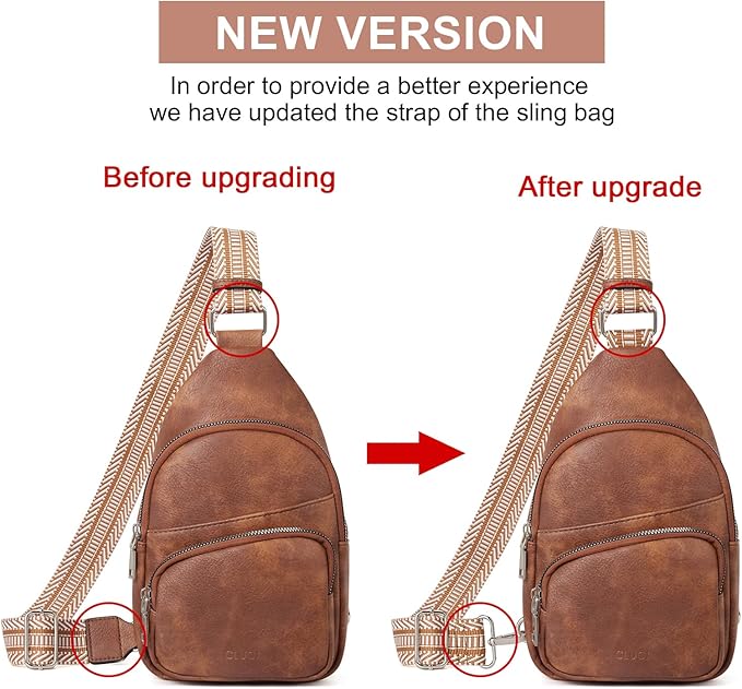 CLUCI Small Sling Bag for Women, Vegan Leather Fanny Pack Crossbody Bags for Women, Chest Bag With Guitar Strap