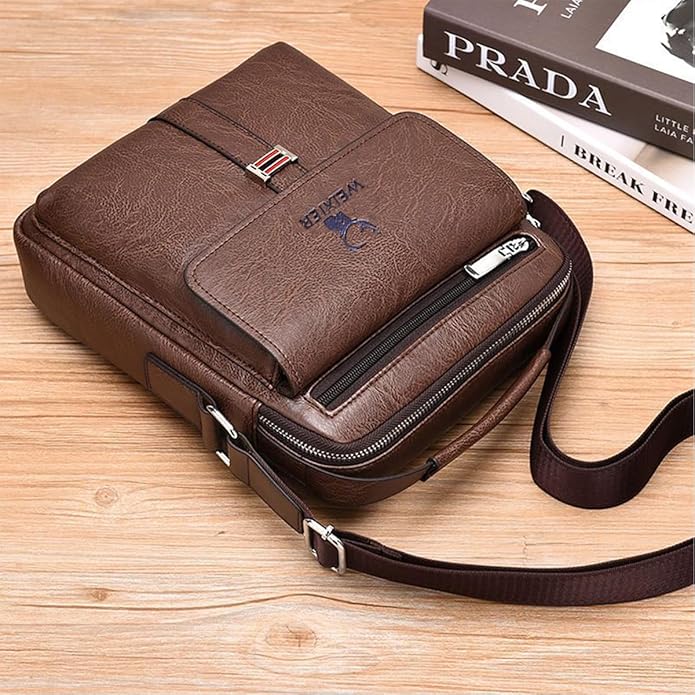 Messenger Bag for Men Crossbody Shoulder Purse Small Vintage PU Leather Satchel Pouch Side Crossover Handbag