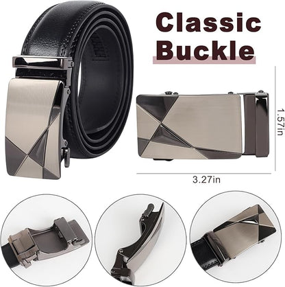 Aurolran Men&Womens Leather Dress Belt Business Automatic Buckle Belt Color-Black Silver Gold