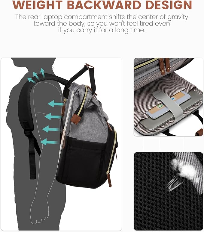LOVEVOOK Laptop Backpack for Women, 17.3'' Waterproof Nurse Bag Teacher Work Backpack Purse for Women, Travel Computer Backpack for College Office Business Ladies
