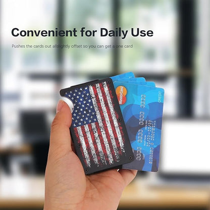 Flag Wallet for Men Minimalist Personalized Engraved Metal Wallet Slim Wallet Gifts for Soldiers Veteran Patriots(Flag 2)