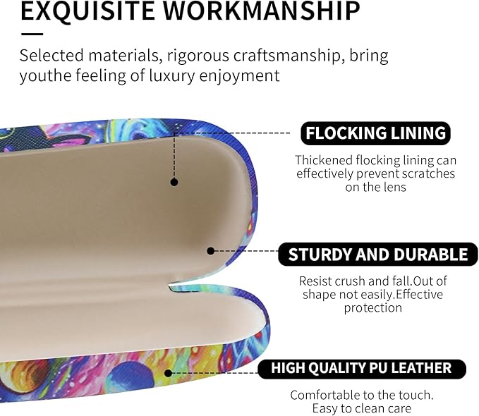 PERFECTSIGHT Hard Shell Eyeglasses Case, PU Leather Protective Glasses Case, Cute Eyeglass Case for Women Men Girls