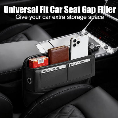 chfine Car Seat Gap Filler Organizer, Universal Premium Leather Car Gap Filler with Card Slots for Front Seat Between Car Seat and Console Hold Phone, Sunglasses, Keys, fit for Car Suv Truck (2)