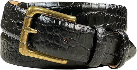 Adam Gold Men's Genuine Full-Grain Cowhide Leather Dress Belt 1-1/8"(30mm) Wide Polished Buckle