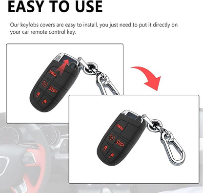 Stacool 5 Buttons Key Fob Cover,Key Fob Replacement for Protecting Remote Key,Key Fob Case Compatible with Jeep Dodge Chrysler (Red)
