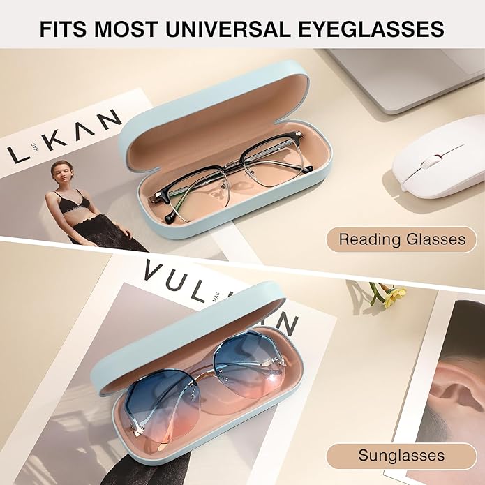 Marvolia Glasses Case Large Hard Shell Eyeglasses Case PU Leather Protective Case for Sunglasses Eyeglasses