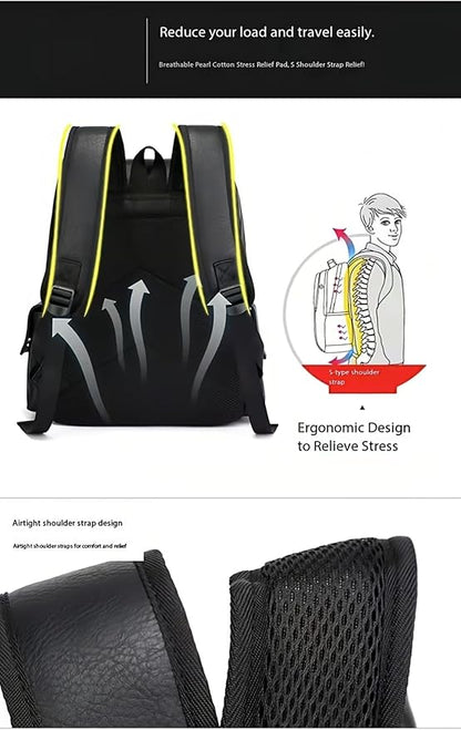 Business Men and Women PU Leather Backpack 15.6inch Laptop Waterproof Backpack Travel Commuter Lightweight schoolbag (Khaki backpack10,Medium)