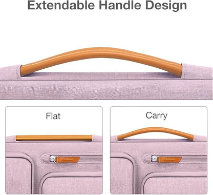 MOSISO 360 Protective Laptop Case 13.3 inch, 13-13.3 inch Laptop Sleeve Compatible with MacBook Air/Pro 13 / Pro 14,HP Dell Acer ASUS,Side Open Carrying Case with 4 Zipper Pockets&Handle, Pastel Pink