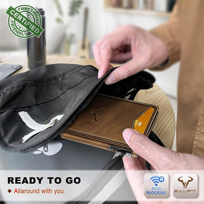 BULLIANT Men Wallet,Magnetic Metal Wallet Money Clip 9Cards Pop-up Access RFID Blocking