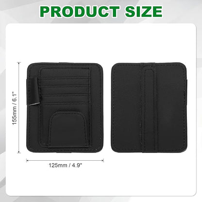 PATIKIL 1 Pcs Car Sun Visor Organizer, 6.1 x 4.9 Inch PU Leather Vehicle Storage Pouch Holder for Sunglasses Card Pen Driver License Car Accessories, Black
