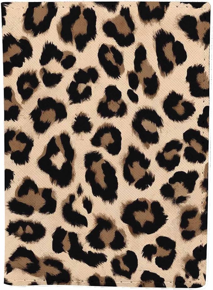 Leopard Passport Holder for Travel Animal Fur Skin Print PU Leather Passport Cover Wallet Cute Passport Card Holder for Women and Men