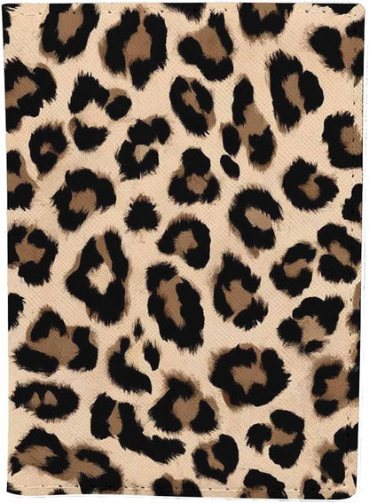 Leopard Passport Holder for Travel Animal Fur Skin Print PU Leather Passport Cover Wallet Cute Passport Card Holder for Women and Men
