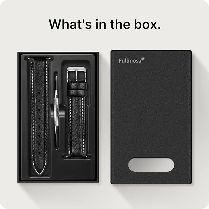 Fullmosa Watch Band, Quick Release Leather Watch Strap for Men Women, Replacement Bands Width 12mm 14mm 16mm 18mm 19mm 20mm 21mm 22mm 24mm