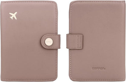 ZOPPEN Passport Holder Women, Passport Cover Travel Wallet Rfid Blocking Passport Wallet Cover Case Travel Essentials Document Organizer, Dusty Pink
