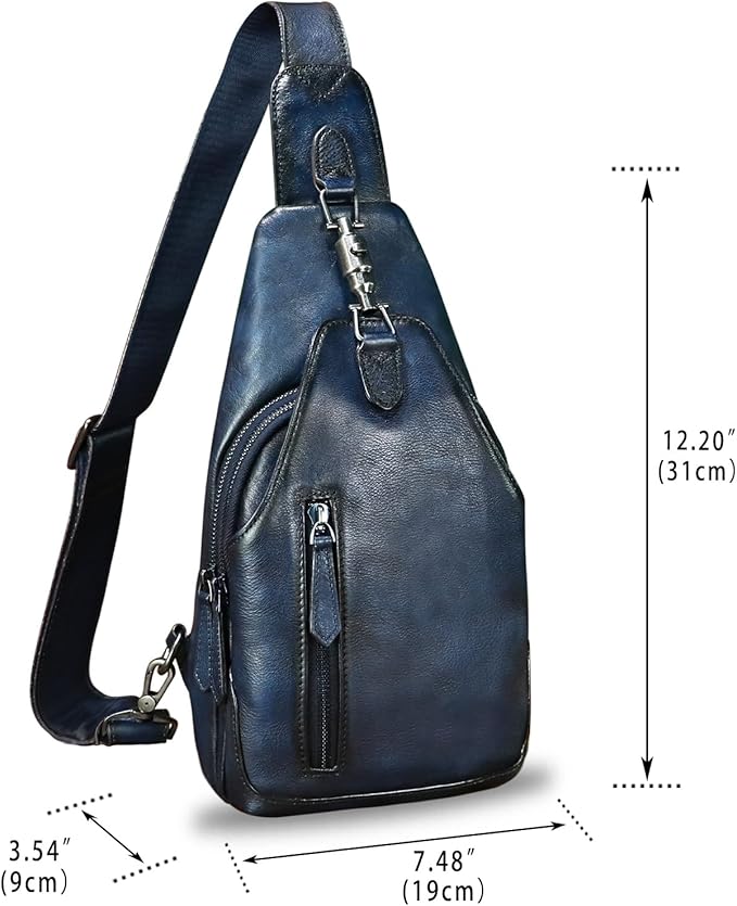 LRTO Genuine Leather Sling Bag for Men and Women Real Leather Shoulder Crossbody Bag Chest Bag Sling Backpack Purse