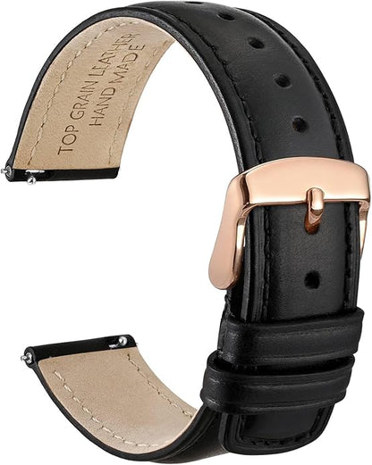 WOCCI Quick Release Watch Band, Distressed Genuine Leather, Stainless Steel Buckle, Strap Width 18mm 19mm 20mm 22mm 24mm