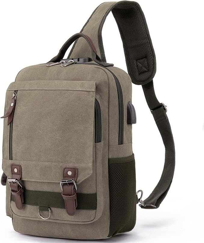 Leaper Retro Crossbody Bag Sling Bag Canvas Messenger Bag for Men Women Shoulder Bag Crossbody Handbags Satchel Travel Bag