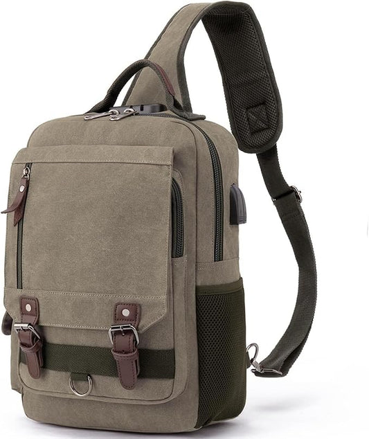 Leaper Retro Crossbody Bag Sling Bag Canvas Messenger Bag for Men Women Shoulder Bag Crossbody Handbags Satchel Travel Bag