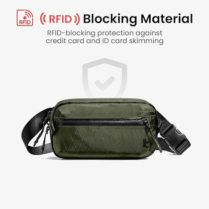 tomtoc 1.5L X-Pac Sling Bag with RFID Blocking, Crossbody Bag Minimalist Chest Shoulder Pack for Men/Women, Water-resistant Lightweight Casual Funny Pack for Travel, Daily Commute