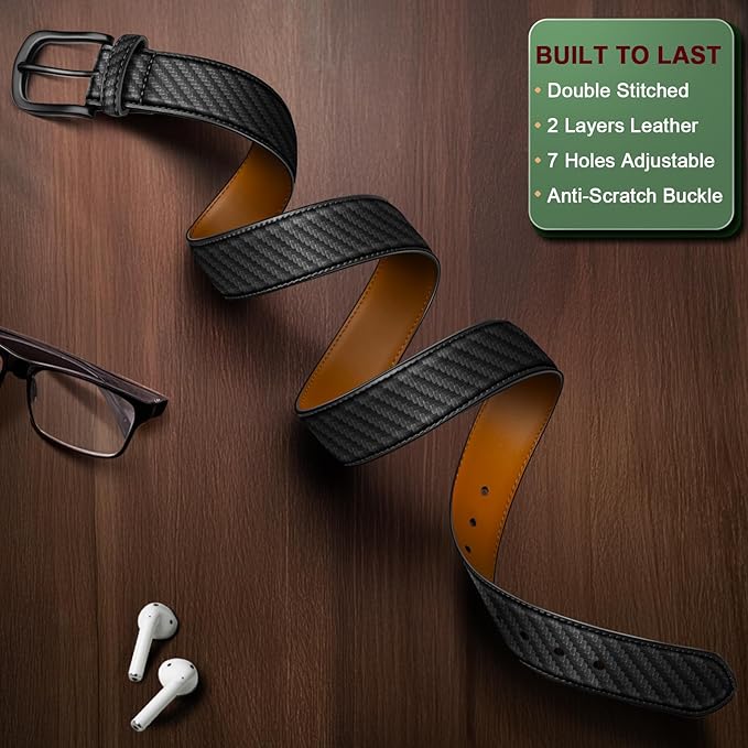 KEMISANT Men Belt-Genuine Leather Belt for Men Dress Casual Golf Jeans 1 3/8"