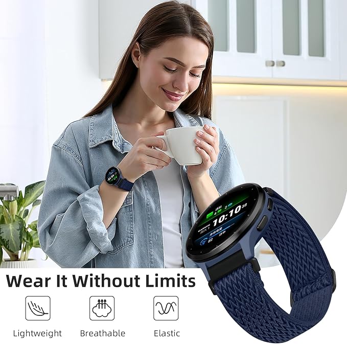 GEAK Quick Release Strap Compatible with Garmin Venu 3S/ Venu 2S Watch Band, 18mm Watch Band Soft Nylon Breathable Sport Strap for Venu 4 41mm/Vivoactive 4S Watch Band/Forerunner 265s/255s Men Women