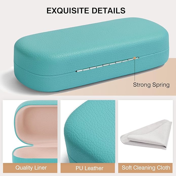 Marvolia Glasses Case Large Hard Shell Eyeglasses Case PU Leather Protective Case for Sunglasses Eyeglasses