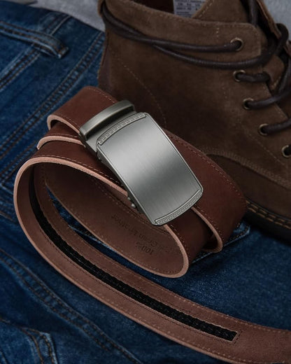 CHAOREN Mens Belt Leather Ratchet Belt - Customizable Fit, Effortless Style (35mm)