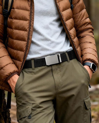 CHAOREN Nylon Ratchet Belts for Men - Adjustable Casual Work Belt with Slide Buckle - Trim to Fit