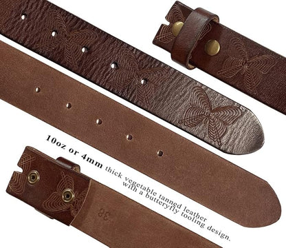 Genuine Full Grain Western Engraved Tooled Leather Strap or Belt 1-1/2" Wide