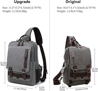 mygreen Canvas Cross Body Messenger Bag Shoulder Sling Backpack Travel Rucksack