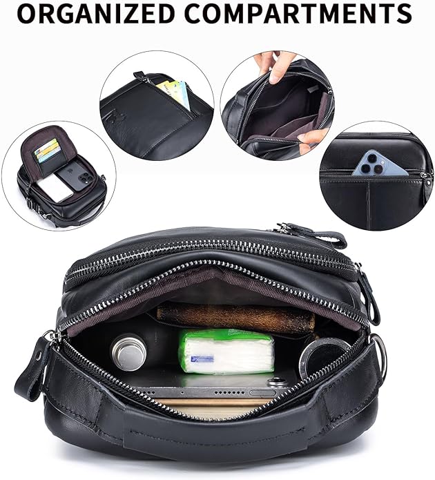 Premium Leather Men's Crossbody -Organized Storage & Durable,Stylish for Daily Carry