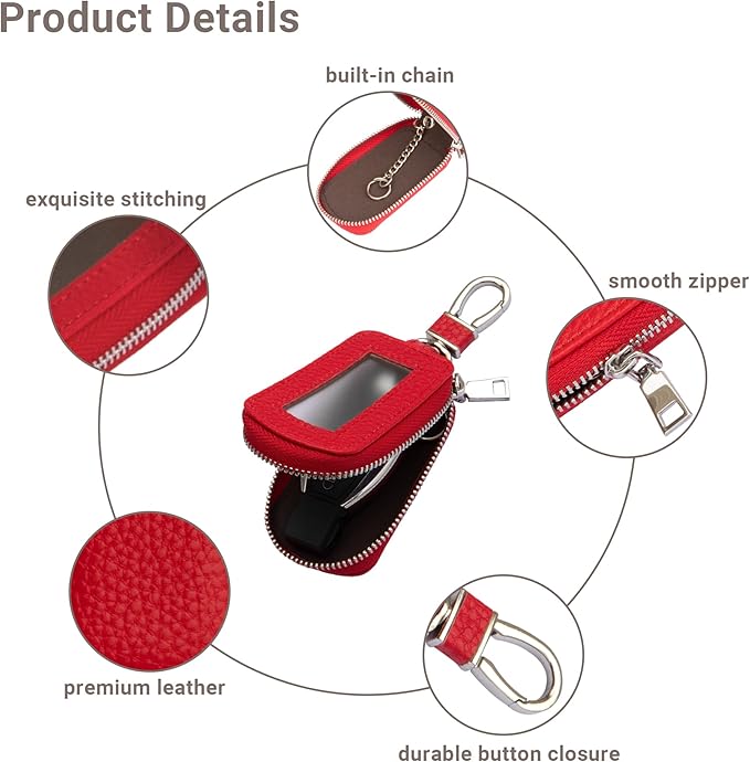 Yuoyar Premium Leather Key Fob Case - Universal Car Key Holder