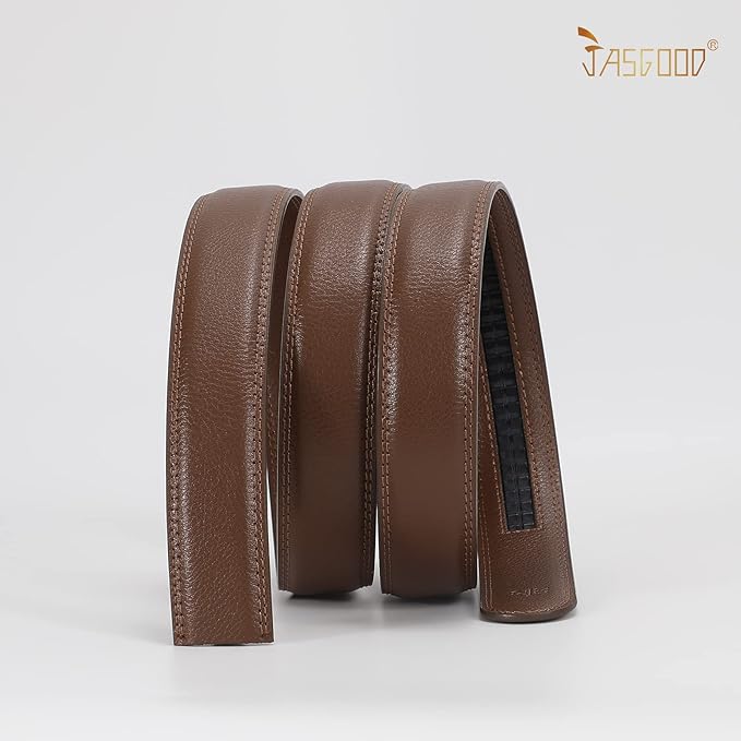 JASGOOD Ratchet Belt Replacement Strap 1 1/8", Leather Belt Strap for 35MM Slide Click Buckle