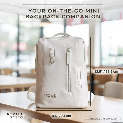 Full Grain Leather Backpack – Water-Resistant, Padded Laptop Compartment, Adjustable Straps, 16L Capacity, Slim Design, Leather Backpack for Men and Women - Cloud White