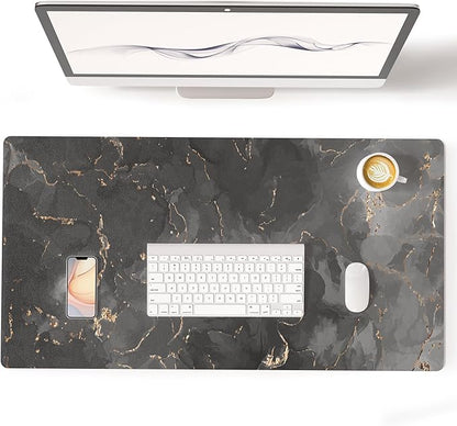 Colorful Star Black Marble Large Mouse Pad, Waterproof Office Desk Mat, Non-Slip Computer Gaming Mouse Pad, XXL PC Laptop Protector Pads, PU Leather Desk Writing Pads for Office Home, 31.5" x 15.7"