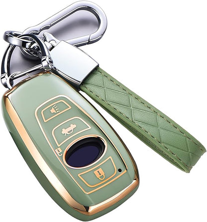 for Subaru Forester Outback Key Fob Cover with Keychain, for Forester Outback BRZ Legacy CrossTrek Premium Soft TPU 360 Degree Protection Key Case Remote Key Holder (Size B-Green)