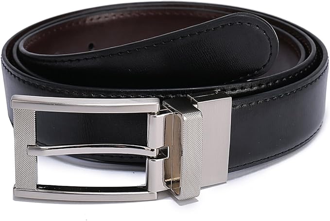 Belts for Men Reversible Leather 1.25” Waist Strap Fashion Dress Buckle Beltox