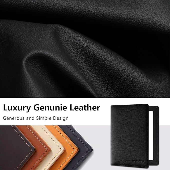 BAPHITY Genuine Leather RFID Blocking Passport Holder Wallet with Zipper Hidden Pocket,Luxury Cover for Men Women,Ideal Gift-black