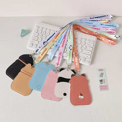 Cute Badge Holder Lanyard Cartoon Puppy ID Card Holder Kawaii ID Badge Keys Lanyard Strap Neck Lanyard PU Leather Badge Holder for Women Girls Boys (Puppy)